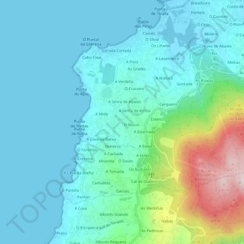 Currás topographic map, elevation, terrain