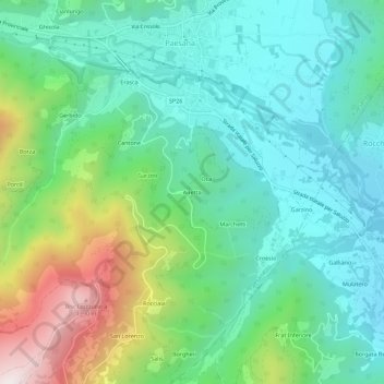 Airetta topographic map, elevation, terrain