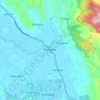 Kuruwita topographic map, elevation, terrain