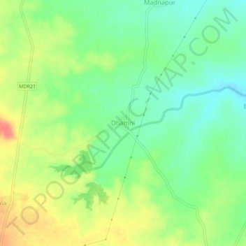 Dhamni topographic map, elevation, terrain
