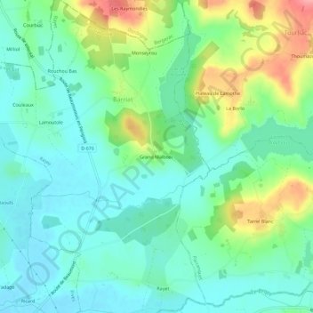 Grand Malbosc topographic map, elevation, terrain