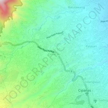Cimacan topographic map, elevation, terrain