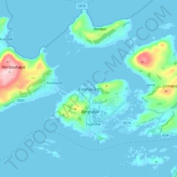 Fosnavåg topographic map, elevation, terrain