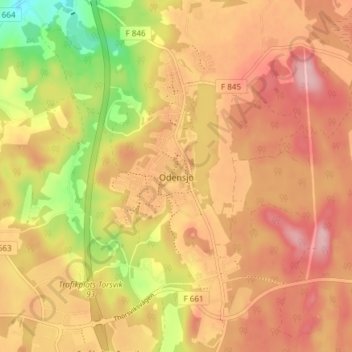 Odensjö topographic map, elevation, terrain