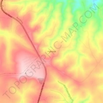 Palmital topographic map, elevation, terrain