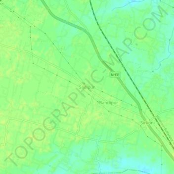 Sadipur topographic map, elevation, terrain