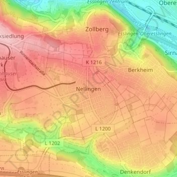 Nellingen topographic map, elevation, terrain