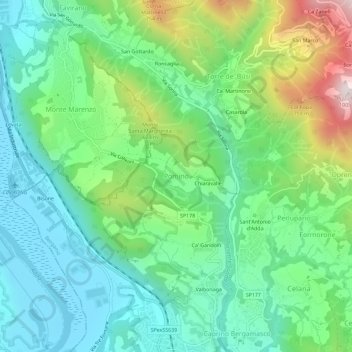 Pomino topographic map, elevation, terrain