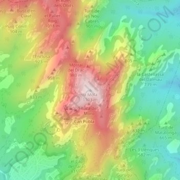 la Mola topographic map, elevation, terrain