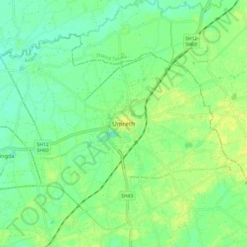 Umreth topographic map, elevation, terrain