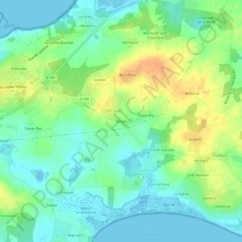 Kergal topographic map, elevation, terrain