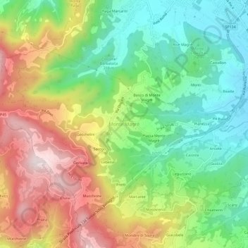 Monte Magrè topographic map, elevation, terrain