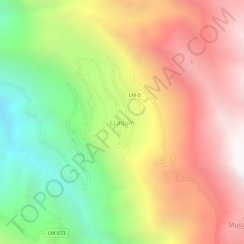 LLaquín topographic map, elevation, terrain