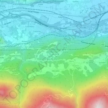 Piccole Tanze topographic map, elevation, terrain