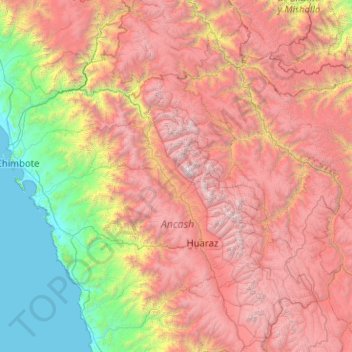 Provincia de Yungay topographic map, elevation, terrain
