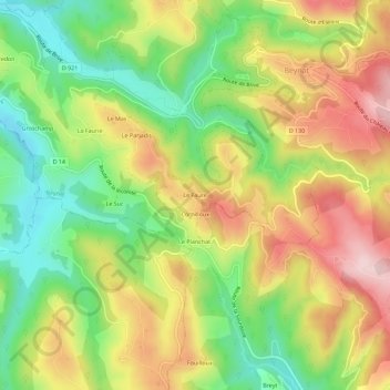 Le Faure topographic map, elevation, terrain