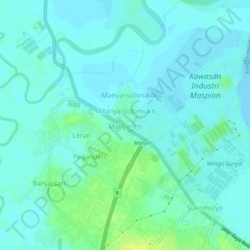 Manyarejo topographic map, elevation, terrain