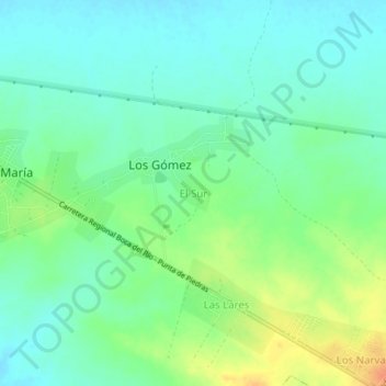 El Sur topographic map, elevation, terrain