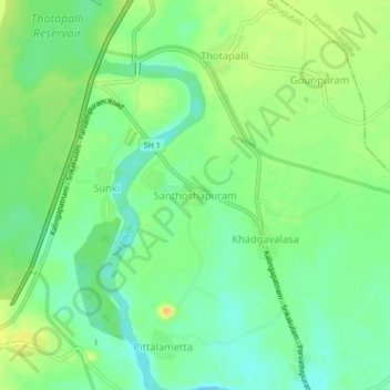 Santhoshapuram topographic map, elevation, terrain
