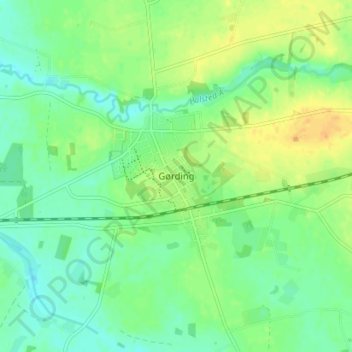 Gørding topographic map, elevation, terrain