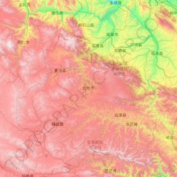 Gannan topographic map, elevation, terrain