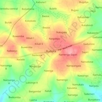 Budaka topographic map, elevation, terrain