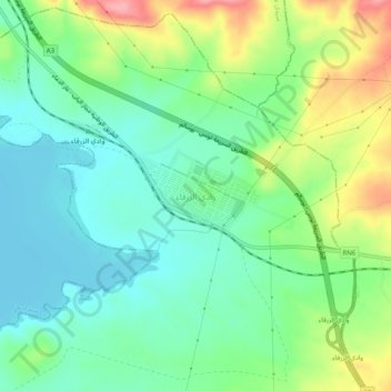 Oued Zarga topographic map, elevation, terrain