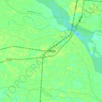 Kaunia topographic map, elevation, terrain