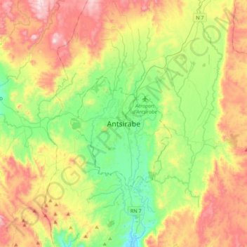 Antsirabe topographic map, elevation, terrain