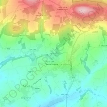 Stêr an Ale topographic map, elevation, terrain