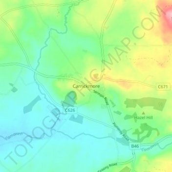 Carrickmore topographic map, elevation, terrain