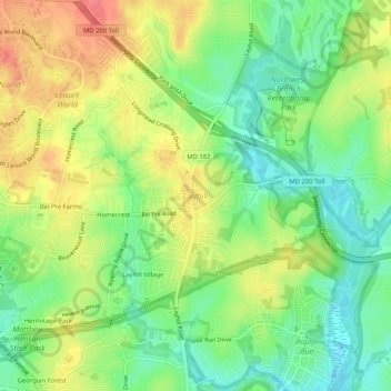 Layhill topographic map, elevation, terrain