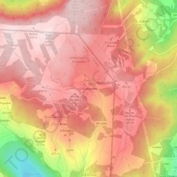 O Gustovedro topographic map, elevation, terrain