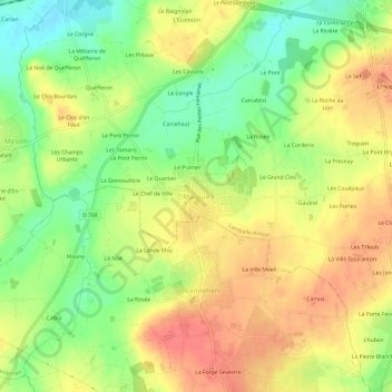 Maroué topographic map, elevation, terrain