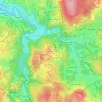 Romières topographic map, elevation, terrain