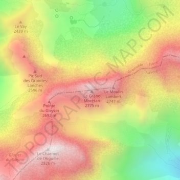 Le Grand Morétan topographic map, elevation, terrain