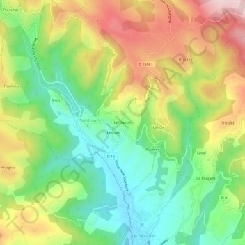 Le Touron topographic map, elevation, terrain