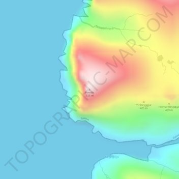 Høvdin topographic map, elevation, terrain