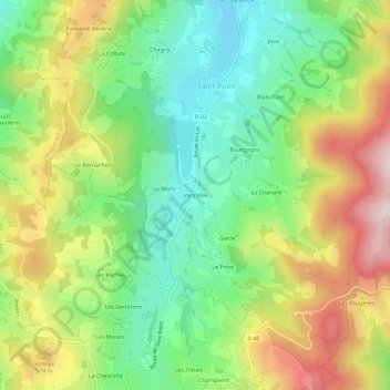 Vers Ville topographic map, elevation, terrain