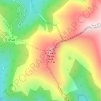 Colorado Mines Peak topographic map, elevation, terrain