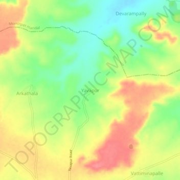 Yavapur topographic map, elevation, terrain