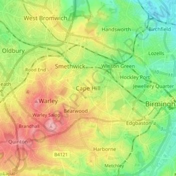 Cape Hill topographic map, elevation, terrain