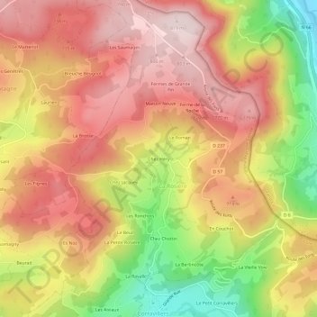 Chez Héry topographic map, elevation, terrain