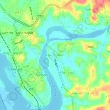 Chemmanad topographic map, elevation, terrain