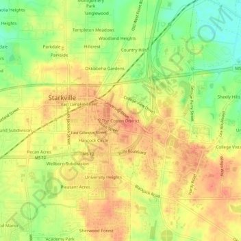 The Cotton District topographic map, elevation, terrain
