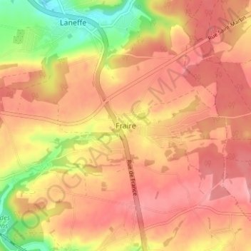 Fraire topographic map, elevation, terrain