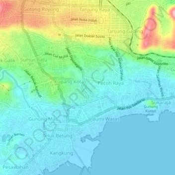 Kupang Raya topographic map, elevation, terrain