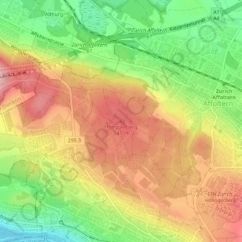 Hönggerberg topographic map, elevation, terrain