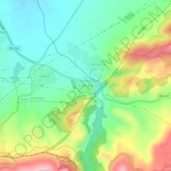 El M'dig topographic map, elevation, terrain