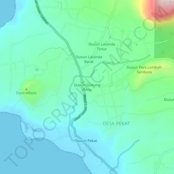 Dusun Gunung BAtu topographic map, elevation, terrain